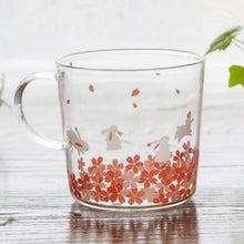 Load image into Gallery viewer, Japanese Sakura Glass Coffee Mug Cute Cat Deer Rabbit Tea Mug Heat Resistant Glass Tea Cup