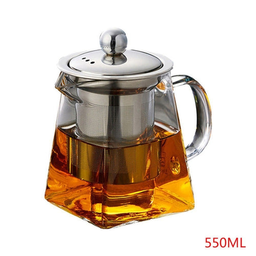 550 ml Glass Square Teapot High Temperature Resistant