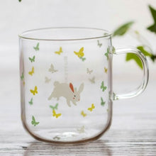 Load image into Gallery viewer, Japanese Sakura Glass Coffee Mug Cute Cat Deer Rabbit Tea Mug Heat Resistant Glass Tea Cup