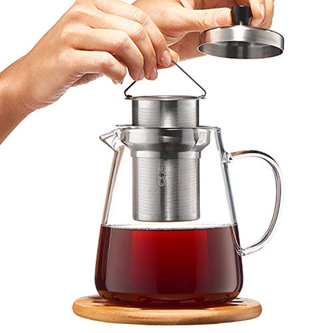 Glass Teapot Kettle with Infuser - Loose Leaf Tea Pot 32oz