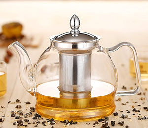 Hiware 1000ml Glass Teapot with Removable Infuser, Stovetop Safe Tea Kettle, Blooming and Loose Leaf Tea Maker Set