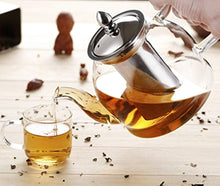 Load image into Gallery viewer, Hiware 1000ml Glass Teapot with Removable Infuser, Stovetop Safe Tea Kettle, Blooming and Loose Leaf Tea Maker Set