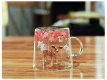 Load image into Gallery viewer, Japanese Sakura Glass Coffee Mug Cute Cat Deer Rabbit Tea Mug Heat Resistant Glass Tea Cup