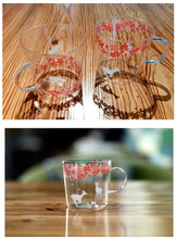 Load image into Gallery viewer, Japanese Sakura Glass Coffee Mug Cute Cat Deer Rabbit Tea Mug Heat Resistant Glass Tea Cup