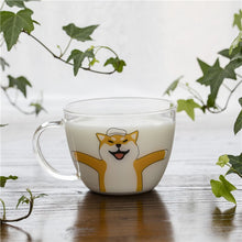 Load image into Gallery viewer, Japanese Sakura Glass Coffee Mug Cute Cat Deer Rabbit Tea Mug Heat Resistant Glass Tea Cup