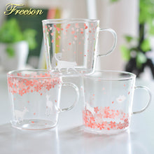 Load image into Gallery viewer, Japanese Sakura Glass Coffee Mug Cute Cat Deer Rabbit Tea Mug Heat Resistant Glass Tea Cup