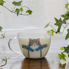 Load image into Gallery viewer, Japanese Sakura Glass Coffee Mug Cute Cat Deer Rabbit Tea Mug Heat Resistant Glass Tea Cup