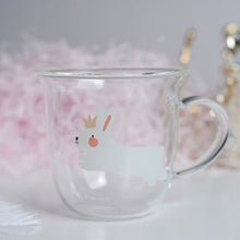 Load image into Gallery viewer, Japanese Sakura Glass Coffee Mug Cute Cat Deer Rabbit Tea Mug Heat Resistant Glass Tea Cup