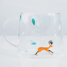 Load image into Gallery viewer, Japanese Sakura Glass Coffee Mug Cute Cat Deer Rabbit Tea Mug Heat Resistant Glass Tea Cup