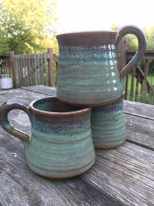 Rustic mug, handmade turquoise mug, set of stoneware mugs