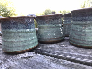 Rustic mug, handmade turquoise mug, set of stoneware mugs