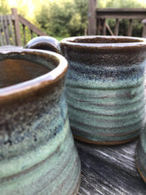 Load image into Gallery viewer, Rustic mug, handmade turquoise mug, set of stoneware mugs