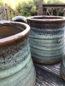 Rustic mug, handmade turquoise mug, set of stoneware mugs