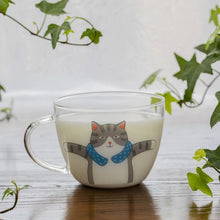 Load image into Gallery viewer, Japanese Sakura Glass Coffee Mug Cute Cat Deer Rabbit Tea Mug Heat Resistant Glass Tea Cup