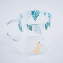 Load image into Gallery viewer, Japanese Sakura Glass Coffee Mug Cute Cat Deer Rabbit Tea Mug Heat Resistant Glass Tea Cup